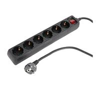 Grundig Multiprise avec Interrupteur 6 Prises 16A/250V - Rallonge 1,5M - Boîte de Distribution Max. 3680W - Noir