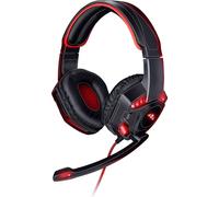 Grundig No Fear Gaming Headset Eclairage LED inclus - Câble de 1,5 m - Casque avec micro - Design supra-auriculaire - Stable et confortable - Noir/Rouge
