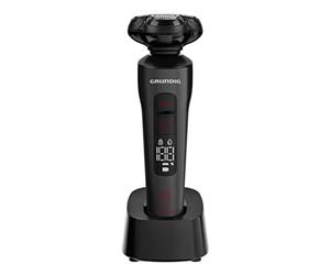 Grundig ProClub MS 9130 Rasoir pour homme, BeardCare Sensor, boîtier extérieur en plastique 61 % plastique recyclé, lames en titane, Wet & Dry, tondeuse à cheveux longs, noir mat/rouge