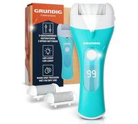 Grundig Râpe électrique Pro pour callosités - Enlève rapidement les callosités sans se pencher - Batterie de qualité supérieure pour callosités humides et sèches avec lampe de travail - Rouleaux de 3