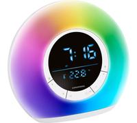 Grundig Réveil lumière du jour - Lampe de chevet radio et Bluetooth - Réveil lumineux avec affichage LED - Radio-réveil avec lumière et sons naturels - Blanc