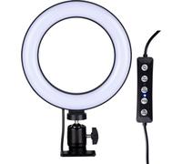 Grundig Ring Light avec support pour téléphone portable - Selfie Light avec pinces de table - Ø16cm Ring Light avec 48 LED - 3 modes d'éclairage et 15 niveaux de luminosité - Alimentation USB - Bras f