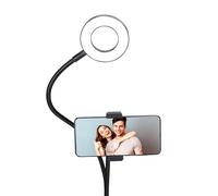 Grundig Ring Light avec Support Telephone - Lampe sur Pied avec Pince de Table - 2X Ø9cm Anneau Lumineux avec 48 LED - 3 Modes d'Eclairage - Alimentation USB - Bras Flexibles