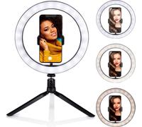 Grundig Selfie Ringlicht sur trépied Lampe annulaire - pour smartphone - médias sociaux et vlogs - LED - flexible - 25 cm