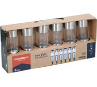 Grundig Solarleuchten Bodenleuchte 6er Set - Lampe solaire en acier inoxydable - Lampes solaires pour l'extérieur