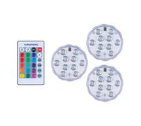 Grundig Spot sans Fil Set 3 Pièces - LED Spot avec Télécommande - Éclairage RGB avec Changement de Couleur - Spot Étanche IP65 - Lampe À Piles - 7 x 7 x 2,8 cm
