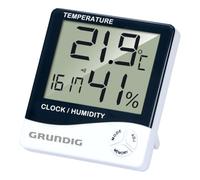 Grundig Station météo numérique - Thermomètre et hygromètre intérieur et extérieur - Station météo radio avec alarme et horloge - Écran LCD - 9,5 x 10,5 x 2 cm - Blanc/noir