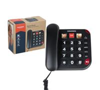 Grundig Téléphone Fixe Senior - Grandes Touches, Bouton SOS et Mémoires Photo - Volume Élevé - Téléphone Filaire - Idéal pour Personnes Âgées et Malvoyantes