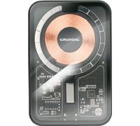 Grundig Wireless Power Bank Transparent 5000mAh - Batterie externe entrée et sortie USB-C - Chargement sans fil - Compatible MagSafe pour iPhone 12 et supérieur - Compact - Câble type-C inclus