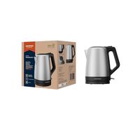 Grundig WK 4420 L Bouilloire électrique 2200 W 1,7 l Enrouleur de câble Arrêt automatique Élément chauffant caché en acier inoxydable Pour droitiers et gauchers Acier inoxydable/noir