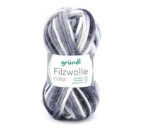 Grundl 2614-20 Filzwolle Color Pelote de Fil à Tricoter en Feutrine Noir/Gris/Blanc 50 g