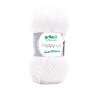 Grundl Happy Violet uNI Laine Couleur: Blanc (01) 100 g/100% polyacrylique-Bouloches, mützenwolle