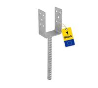 GRUNDLINE Pied de support de poteau - Zinc galvanisé argenté - Léger type U - 46 x 100/305 x 40 x 4,0