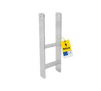 GRUNDLINE Support de poteau d'ancrage en H - Ancre en H - Ancrage de poteau - PSH, 141 x 600 mm - Galvanisé à chaud - Pour clôtures, supports de poteau à sceller dans le béton - Pied de support