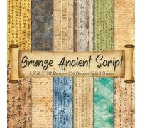 Grunge Ancient Script Scrapbook Paper Craft Pad: 12 Old Paper Handwriting Designs, 36 Double-Side Sheets Printed on 8.5"x8.5" Size Paper. Great for ... Collage, Decoupage, Album, Decoration & More!