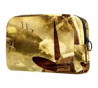 Grunge Avion Crashed Cosmetic Bag for Women Travel Toiletries Bags Large Makeup Handy Pouch Organizer Bag With Zipper, multicolore, 18.5x7.5x13cm/7.3x3x5.1in, Trousse de toilette
