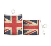 Grunge Flag United Kingdom Lot de 2 organiseurs de maquillage en plastique transparent avec couvercle Pantry Essentials Décoration pour fil dentaire, trombones