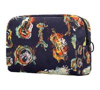 Grunge Jazz Music Guitar Piano Drum Cosmetic Bag For Women Travel Toiletries Bags Large Makeup Handy Pouch Organizer Bag With Zipper, multicolore, 18.5x7.5x13cm/7.3x3x5.1in, Trousse de toilette