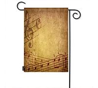 Grunge Melody Welcome Garden Flag, Old Music Sheet with Musical Notes Farmhouse Garden Flags 12x18 Inch Yard Flag Banner Porch Flags for Patio Lawn Villa Park Outdoor