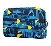Grunge Shark Trousse de maquillage dangereuse pour femme, trousse de toilette de voyage, grande pochette de maquillage pratique avec fermeture éclair, multicolore, 18.5x7.5x13cm/7.3x3x5.1in, Trousse