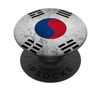 Grunge South Korea Flag Vintage East Asia Seoul Korean Gift PopSockets PopGrip - Support et Grip pour Smartphone/Tablette avec un Top Interchangeable PopSockets PopGrip Adhésif