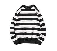 Grunge Sweater Stripes - Aesthetic Clothes Vintage Pulli Adolescents Filles Manches Longues Pull Col Rond Sweatshirt Femme Sans Capuche Coton Manches Longues Hiver Automne Hoodie Y2K Top Hip Hop