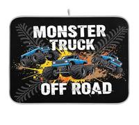 Grunge Truck Monster Tapis de séchage à vaisselle absorbant réversible pour comptoir, 40,6 x 45,7 cm