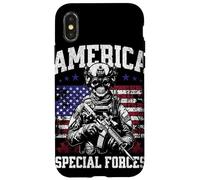 Grunge US Flag Army Skeleton Military Special Forces Coque pour iPhone X/XS