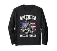Grunge US Flag Army Skeleton Military Special Forces Manche Longue