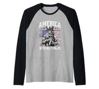 Grunge US Flag Army Skeleton Military Special Forces Manche Raglan