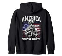 Grunge US Flag Army Skeleton Military Special Forces Sweat à Capuche