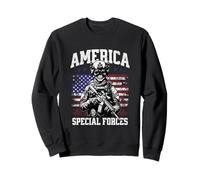 Grunge US Flag Army Skeleton Military Special Forces Sweatshirt