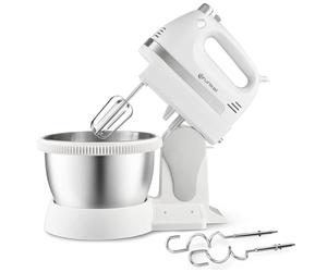 Grunkel - AM-350TURB05BOWL - Food processor with rotating bowl made of stainless steel, turbo function and 5 speeds, including mixer and hook - capacity: 2L - 350W