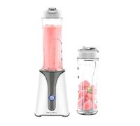 Grunkel Blender 350 W, mini mixeur à smoothie avec verseuse en plastique de 750 ml, y compris 2 bouteilles portables de 750 ml, 4 lames amovibles, finition acier inoxydable.