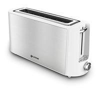 Grunkel Grille-pain TS-MAXISTEEL - Avec fente extra large, 6 niveaux de grillage, plateau ramasse-miettes amovible et récupérable. Fonction réchauffer, décongeler et annuler - 1400 W (fente unique)