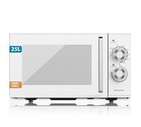 Grunkel Micro-ondes avec grill de 25 litres, 900 W + 1000 W, 5 niveaux de puissance, 3 modes combinés, minuterie 30 min, ouverture avec poignée et plateau Ø245 mm