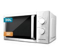 Grunkel - Micro-ondes avec grill en acier inoxydable de 20 l de capacité et 5 niveaux de puissance - MWG-20INOX - Fonction décongélation et minuterie jusqu'à 35 minutes - 700 W - Acier inoxydable