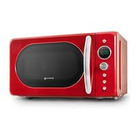 Grunkel - Micro-ondes de 20 l de capacité MW-20 avec design vintage et 5 niveaux de puissance - Fonction décongélation et minuterie - 700 W (rouge numérique)