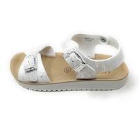 Grunlan Sandale Blanc Gris SA2087,EVA avec Cuir,Double Boucle,Usage Quotidien,Ergonomique et Fléchissant, Blanc, 34 EU