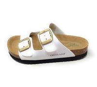 Grunland CB0840 Pantoufle blanc Lula CB0840, EVA et Liège avec cuir, double boucle, usage quotidien, Blanc, 30 EU