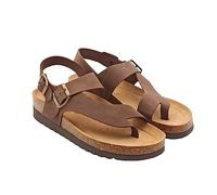 GRUNLAND Hola SB1568 Sandale Marron foncé Boucles Femme Tong Cuir re-Souple 37