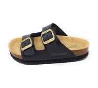 Grunland Pantoufle noir Lula CB0840,EVA et liège avec cuir, double boucle, usage quotidien, Noir , 39 EU