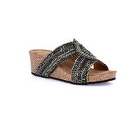 Grunland Pantoufles en tissu effet raphia | ERSI CB1833, Noir , 36 EU