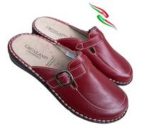 Grunland Sandales confortables pour femme en cuir réglable avec semelle amovible réglable avec boucle Made in Italy, Rubis, 39 EU