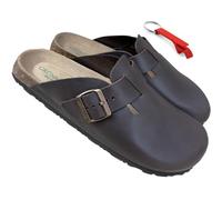 GRUNLAND Sandales Sabot Homme Véritable Cuir graissé STYLE26 Boucle Réglable et Semelle anatomique RESOFT et Gadget, Acajou graissant, 44 EU