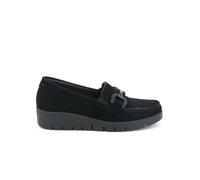 GRUNLAND TAFA SC5584 Chaussures Femme Noires Mocassins Pince compensée Daim élastique 38