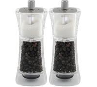 Grunwerg gmill 2-in-1 Moulin à Poivre et à Sel combiné an acrylique et céramique - hauteur de 13cm, carré (Lot de 2)