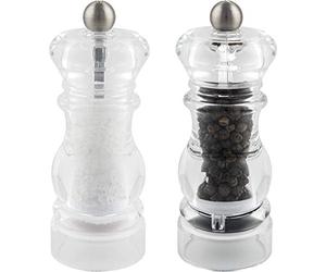 Grunwerg gmill lot de 2 moulin à Poivre et à Sel réglable en acrylique, verre et céramique - hauteur de 14cm