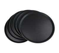 Grunwerg Plateau Alimentaire antidérapant en Caoutchouc Super Plastique, Rond, diamètre 45 cm, Noir, Lot de 6