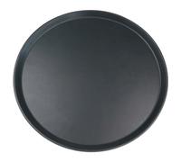 Grunwerg Plateau de Service Rond en Plastique antidérapant pour Aliments et Boissons, doté d'une Surface en Caoutchouc offrant Une Excellente adhérence, Rond, 27 cm de diamètre, Noir